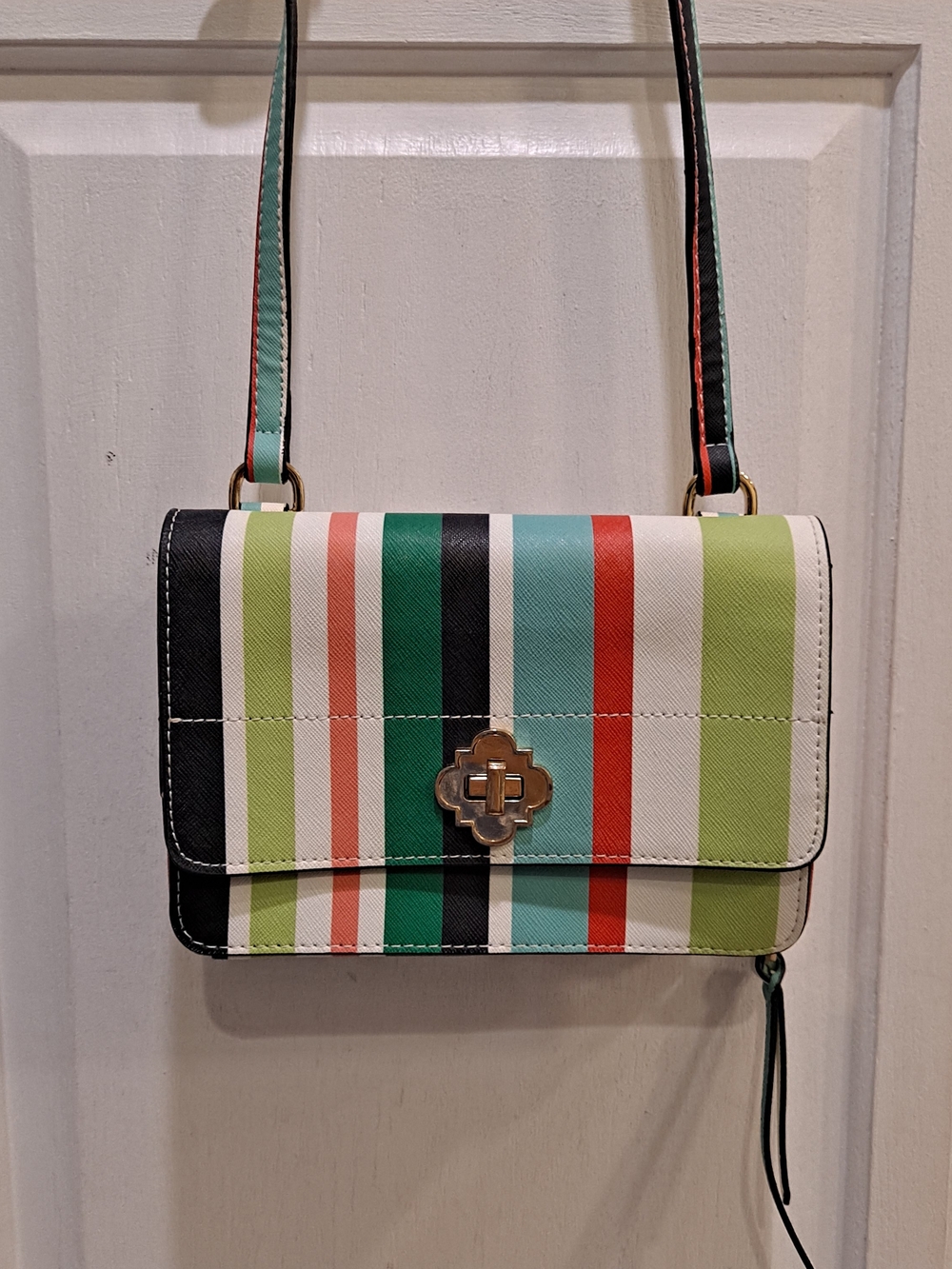 Crown & Ivy Striped Multicolor Crossbody Wallet Preppy Festive Retro Modern Bag